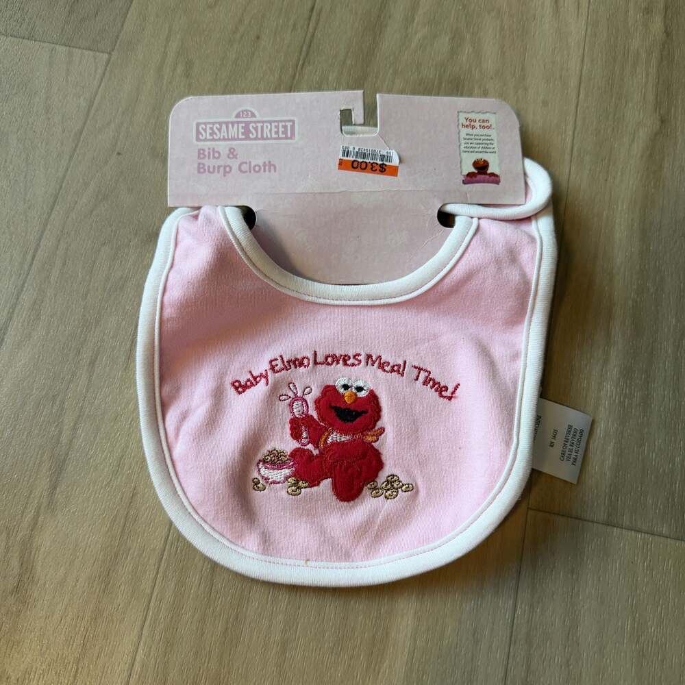Vintage 2000s Sesame Street Baby Elmo Bib Set Pink